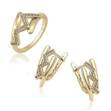 Load image into Gallery viewer, 14 K Gold Plated ring and earrings set with white zirconium - BIJUNET