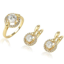 Charger l'image dans la galerie, 14 K Gold Plated ring and earrings set with white zirconium - BIJUNET