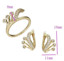 Cargar imagen en el visor de la galería, 14 K Gold Plated ring and earrings set with white zirconium - BIJUNET
