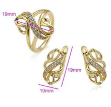 Charger l'image dans la galerie, 14 K Gold Plated ring and earrings set with white zirconium - BIJUNET