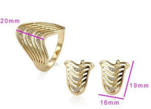 Load image into Gallery viewer, 14 K Gold Plated ring and earrings set with white zirconium - BIJUNET