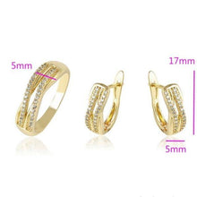Load image into Gallery viewer, 14 K Gold Plated ring and earrings set with white zirconium - BIJUNET