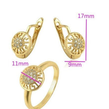 Charger l'image dans la galerie, 14 K Gold Plated ring and earrings set with white zirconium - BIJUNET