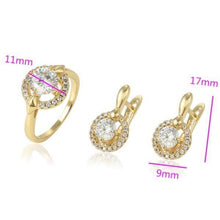 Charger l'image dans la galerie, 14 K Gold Plated ring and earrings set with white zirconium - BIJUNET