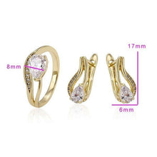 Load image into Gallery viewer, 14 K Gold Plated ring and earrings set with white zirconium - BIJUNET