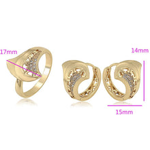 Load image into Gallery viewer, 14 K Gold Plated ring and earrings set with white zirconium - BIJUNET