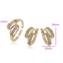 Load image into Gallery viewer, 14 K Gold Plated ring and earrings set with white zirconium - BIJUNET