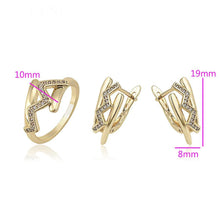 Load image into Gallery viewer, 14 K Gold Plated ring and earrings set with white zirconium - BIJUNET