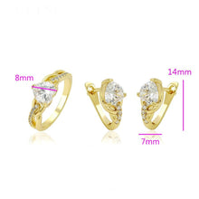 Load image into Gallery viewer, 14 K Gold Plated ring and earrings set with white zirconium - BIJUNET
