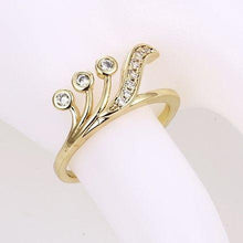 Cargar imagen en el visor de la galería, 14 K Gold Plated ring and earrings set with white zirconium - BIJUNET