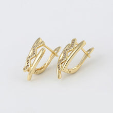 Load image into Gallery viewer, 14 K Gold Plated ring and earrings set with white zirconium - BIJUNET
