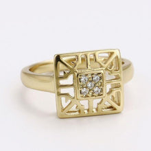 Load image into Gallery viewer, 14 K Gold Plated ring and earrings set with white zirconium - BIJUNET