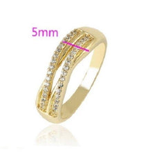 Load image into Gallery viewer, 14 K Gold Plated ring and earrings set with white zirconium - BIJUNET
