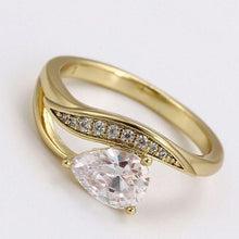 Load image into Gallery viewer, 14 K Gold Plated ring and earrings set with white zirconium - BIJUNET