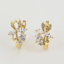Load image into Gallery viewer, 14 K Gold Plated ring and earrings set with white zirconium - BIJUNET