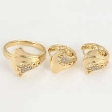 Load image into Gallery viewer, 14 K Gold Plated ring and earrings set with white zirconium - BIJUNET