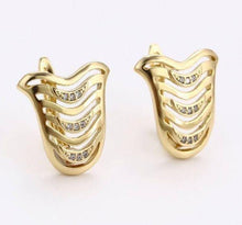 Load image into Gallery viewer, 14 K Gold Plated ring and earrings set with white zirconium - BIJUNET