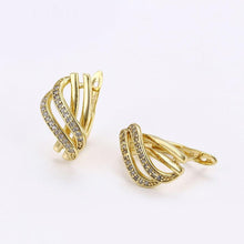Cargar imagen en el visor de la galería, 14 K Gold Plated ring and earrings set with white zirconium - BIJUNET