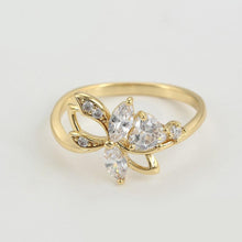 Load image into Gallery viewer, 14 K Gold Plated ring and earrings set with white zirconium - BIJUNET