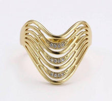 Load image into Gallery viewer, 14 K Gold Plated ring and earrings set with white zirconium - BIJUNET