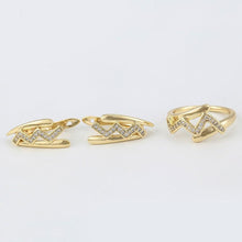 Load image into Gallery viewer, 14 K Gold Plated ring and earrings set with white zirconium - BIJUNET