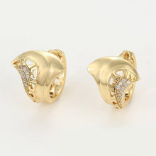 Load image into Gallery viewer, 14 K Gold Plated ring and earrings set with white zirconium - BIJUNET