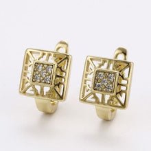 Load image into Gallery viewer, 14 K Gold Plated ring and earrings set with white zirconium - BIJUNET