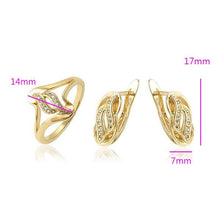 Charger l'image dans la galerie, 14 K Gold Plated ring and earrings set with white zirconium - BIJUNET