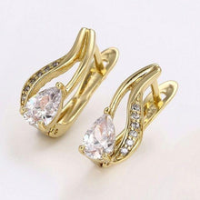 Load image into Gallery viewer, 14 K Gold Plated ring and earrings set with white zirconium - BIJUNET