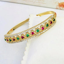 Load image into Gallery viewer, 14 K Gold Plated ring, pendant, bracelet and earrings set with colored zirconium - BIJUNET