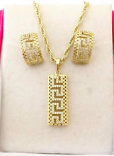 Load image into Gallery viewer, 14 K Gold Plated ring, pendant, bracelet and earrings set with white zirconium - BIJUNET