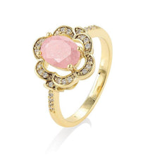 Cargar imagen en el visor de la galería, 14 K Gold Plated ring with pink zirconium - BIJUNET