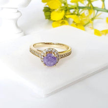 Cargar imagen en el visor de la galería, 14 K Gold Plated ring with purple zirconium - BIJUNET