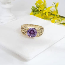 Load image into Gallery viewer, 14 K Gold Plated ring with purple zirconium - BIJUNET