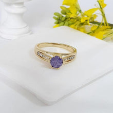 Load image into Gallery viewer, 14 K Gold Plated ring with purple zirconium - BIJUNET