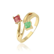 Load image into Gallery viewer, 14 K Gold Plated ring with red and green zirconium - BIJUNET