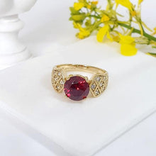 Charger l'image dans la galerie, 14 K Gold Plated ring with red zirconium - BIJUNET