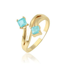 Cargar imagen en el visor de la galería, 14 K Gold Plated ring with turquoise zirconium - BIJUNET