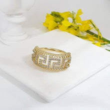 Charger l'image dans la galerie, 14 K Gold Plated ring with white zirconium - BIJUNET