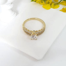 Load image into Gallery viewer, 14 K Gold Plated Ring with white zirconium - BIJUNET