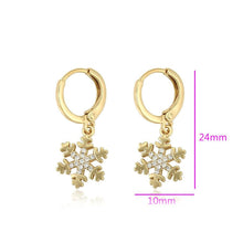 Charger l'image dans la galerie, 14 K Gold Plated Snowflake earrings with white zirconium - BIJUNET