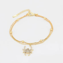 Charger l'image dans la galerie, 14 K Gold Plated spider bracelet with white zirconium - BIJUNET