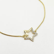 Charger l'image dans la galerie, 14 K Gold Plated star bracelet with white zirconium - BIJUNET