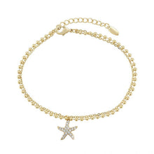 Load image into Gallery viewer, 14 K Gold Plated starfish bracelet with white zirconium - BIJUNET