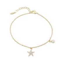 Charger l'image dans la galerie, 14 K Gold Plated starfish bracelet with white zirconium - BIJUNET