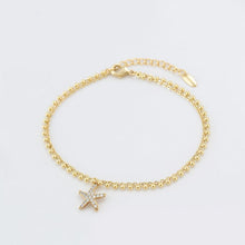 Load image into Gallery viewer, 14 K Gold Plated starfish bracelet with white zirconium - BIJUNET