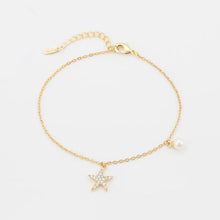Charger l'image dans la galerie, 14 K Gold Plated starfish bracelet with white zirconium - BIJUNET
