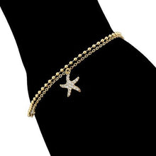 Load image into Gallery viewer, 14 K Gold Plated starfish bracelet with white zirconium - BIJUNET