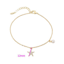 Charger l'image dans la galerie, 14 K Gold Plated starfish bracelet with white zirconium - BIJUNET