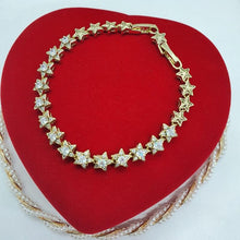 Load image into Gallery viewer, 14 K Gold Plated stars bracelet with white zirconium - BIJUNET
